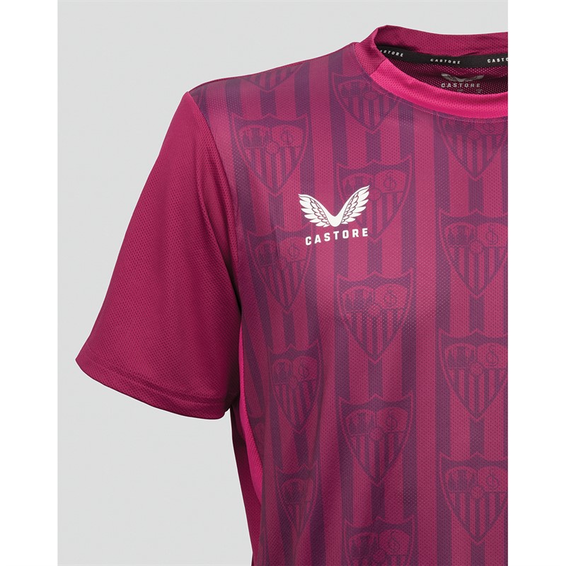 Castore Herre SFC Sevilla FC Spiller Træningstrøje Magenta Lilla / Festival Fuschia