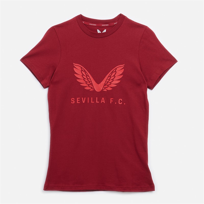 Castore Dame SFC Sevilla FC Rejse Logo T-Shirt Biking Rød