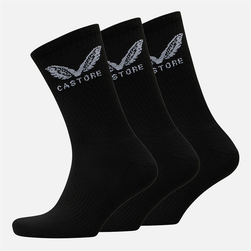 Castore Three Pack Cushioned Crew Socks Black