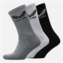 Castore Three Pack Cushioned Crew Socks White/Black/Grey