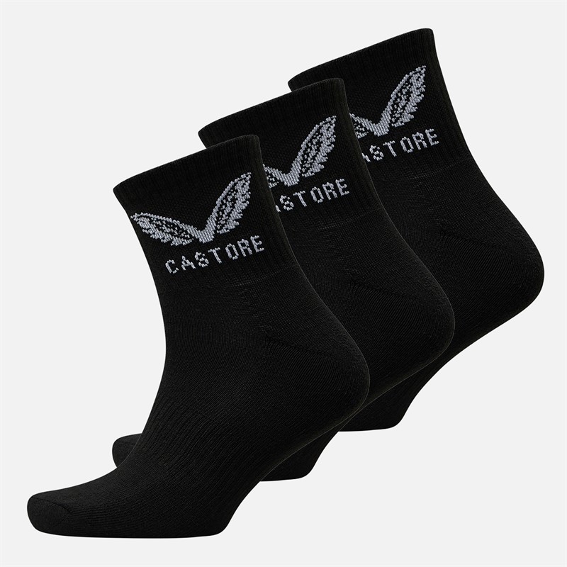 Castore Three Pack Cushioned Quarter Socks Black