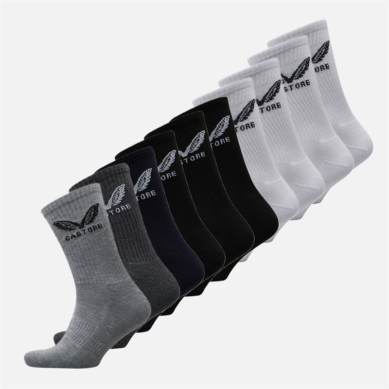 Castore Ten Pack Cushioned Crew Socks White/Black/Grey/Navy