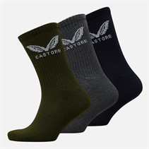 Castore Three Pack Cushioned Crew Socks Navy/Grey/Khaki