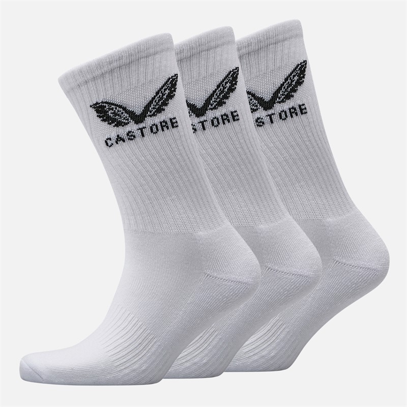 Castore Three Pack Cushioned Crew Socks White