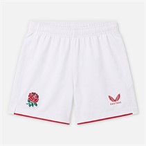 Castore Junior RFU England Rugby 25/26 Home Shorts Brilliant White/Lipstick Red