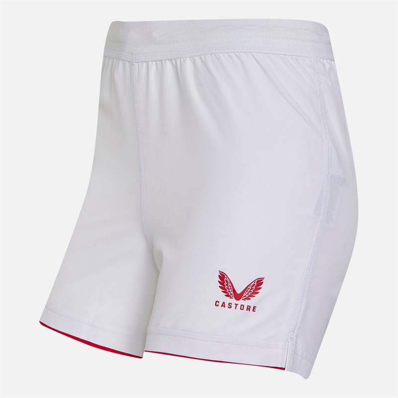 Castore Junior RFU England Rugby 25/26 Home Shorts Brilliant White/Lipstick Red