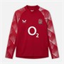 Castore Junior RFU England Rugby Pre Match Long Sleeve Drill Top Jester Red/Brilliant White