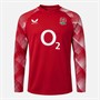Castore Mens RFU England Rugby Pre Match Long Sleeve Drill Top Jester Red/Brilliant White