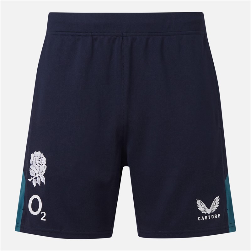 Castore Mens RFU England Rugby Performance Knit Shorts Inkwell/Storm Blue