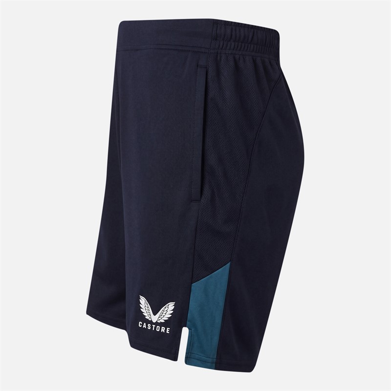 Castore Mens RFU England Rugby Performance Knit Shorts Inkwell/Storm Blue