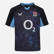 Castore Junior RFU England Rugby 25/26 Alternate Jersey Caviar/Swim Cap
