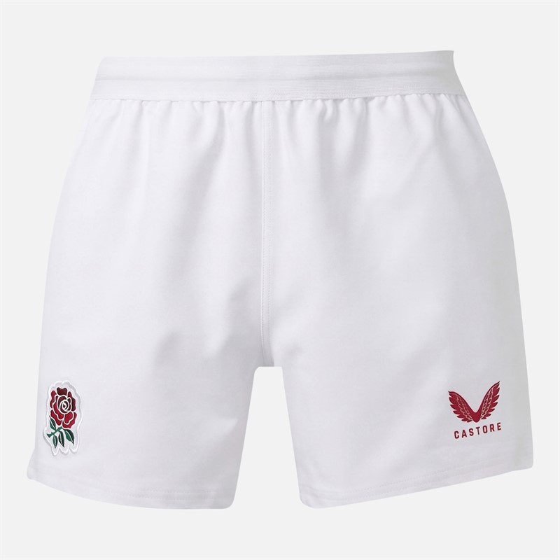 Castore Mens RFU England Rugby 25/26 Home Pro Shorts Brilliant White/Lipstick Red