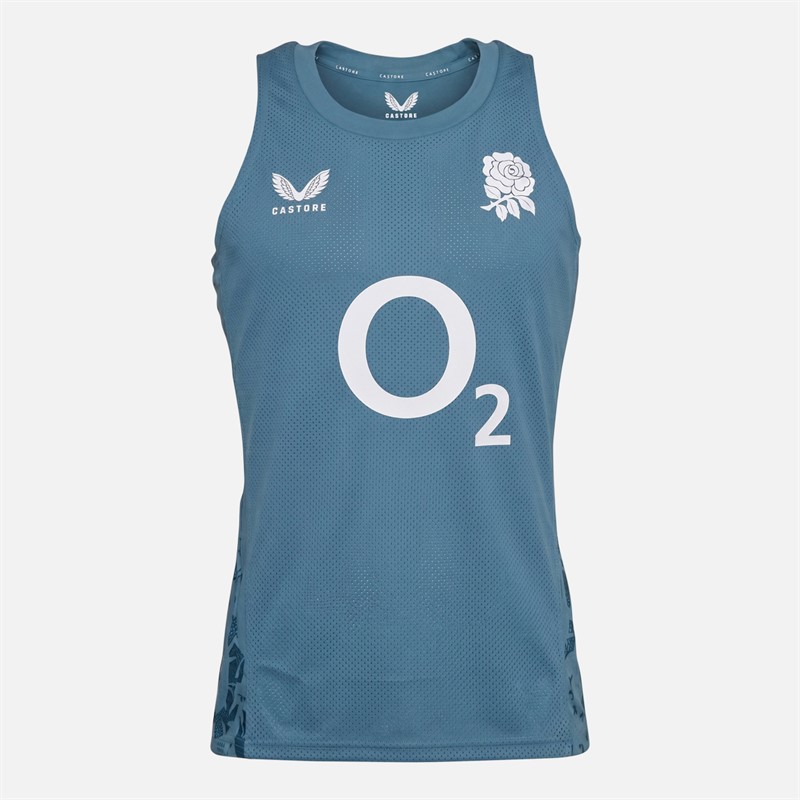Castore Mens RFU England Rugby Performance Singlet Vest Storm Blue