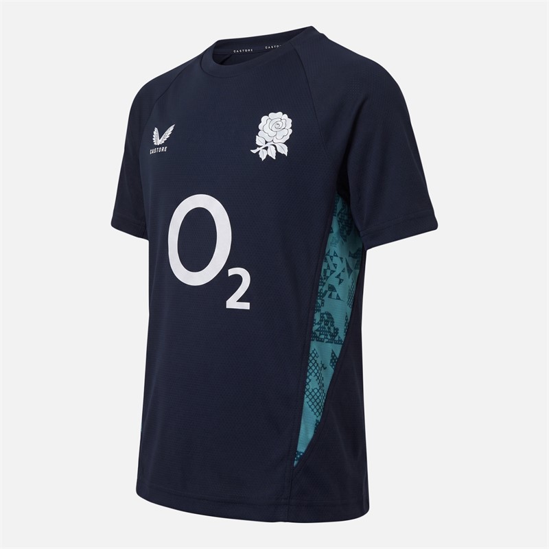 Castore Junior RFU England Rugby Performance T-Shirt Inkwell/Storm Blue