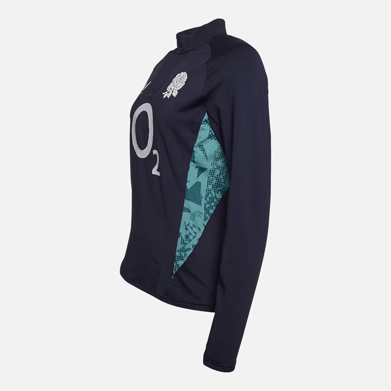 Castore Womens RFU England Rugby Performance Midlayer 1/4 Zip Top Inkwell/Storm Blue