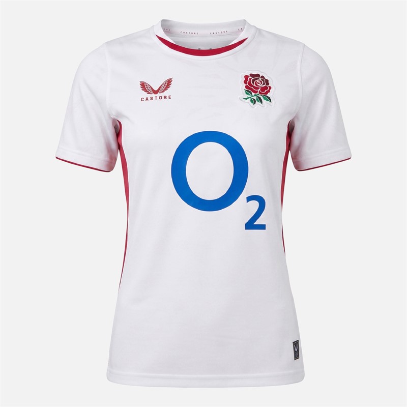 Castore Womens RFU England Rugby Red Roses 25/26 Home Jersey Brilliant White/Lipstick Red