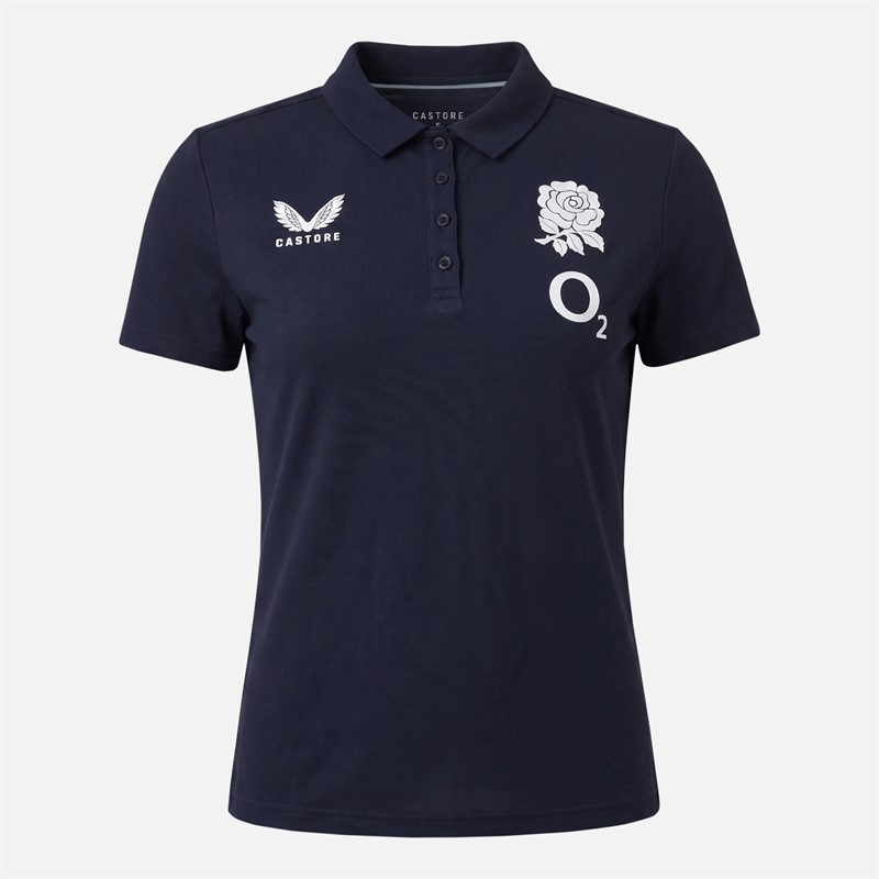 Castore Womens RFU England Rugby Travel Polo Shirt Inkwell