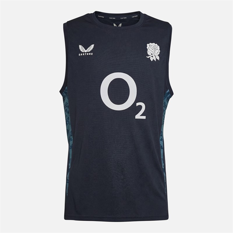 Castore Mens Plus Size RFU England Rugby Performance Sleeveless Top Inkwell/Storm Blue