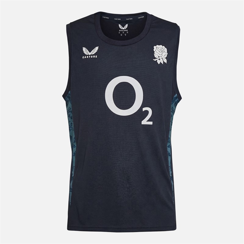 Castore Mens Plus Size RFU England Rugby Performance Singlet Vest Inkwell/Storm Blue