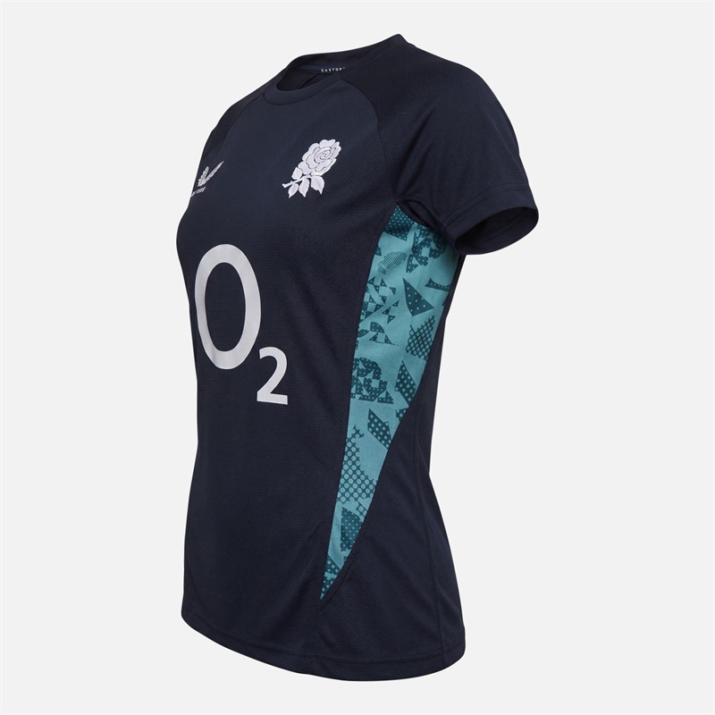 Castore Womens RFU England Rugby Performance T-Shirt Inkwell/Storm Blue