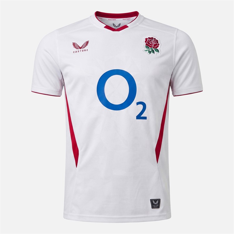 Castore Mens RFU England Rugby 25/26 Home Jersey Brilliant White/Lipstick Red