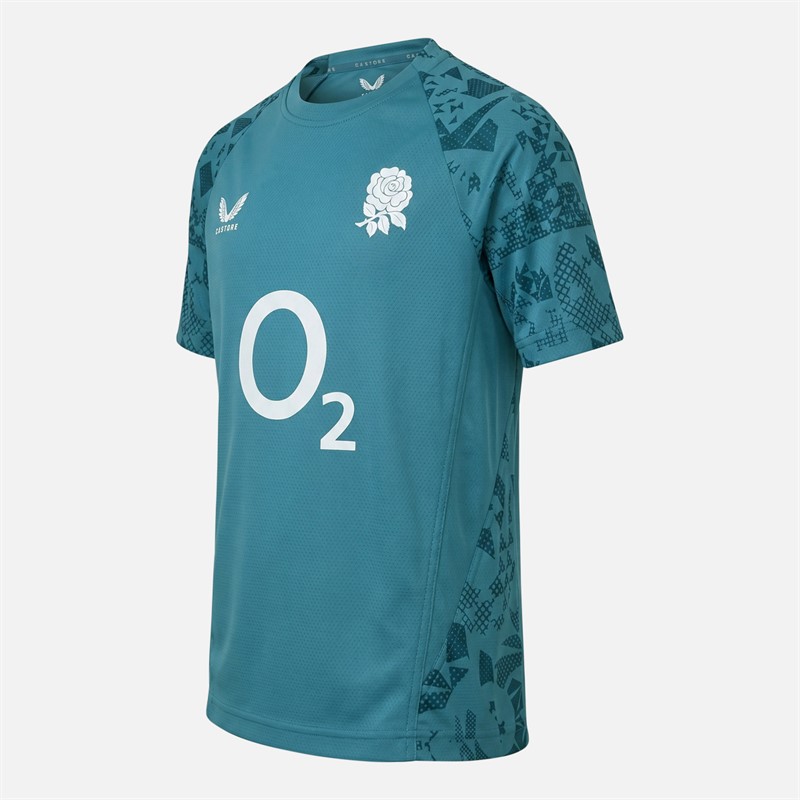 Castore Junior RFU England Rugby Performance T-Shirt Storm Blue