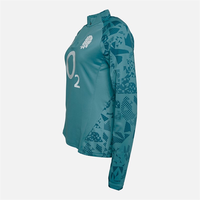 Castore Womens RFU England Rugby Performance Midlayer 1/4 Zip Top Storm Blue