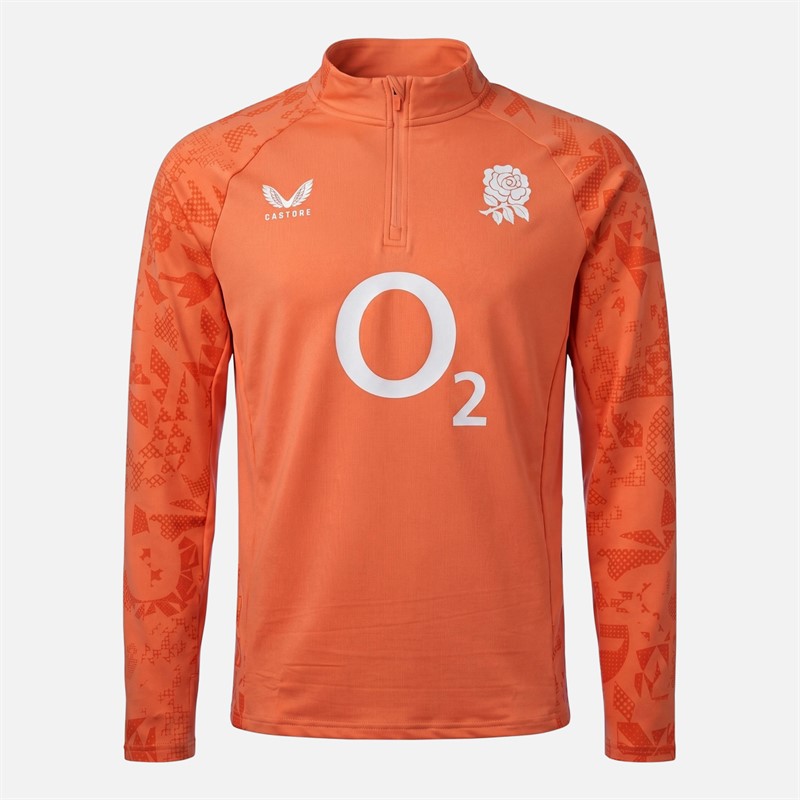 Castore Mens RFU England Rugby Performance Midlayer 1/4 Zip Top Melon
