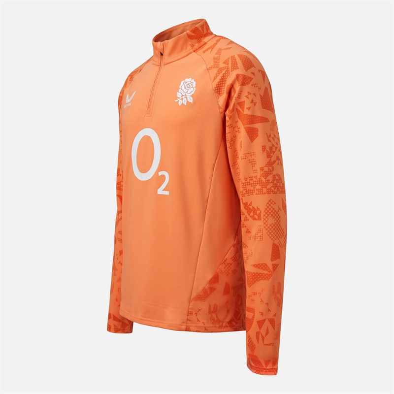 Castore Mens RFU England Rugby Performance Midlayer 1/4 Zip Top Melon