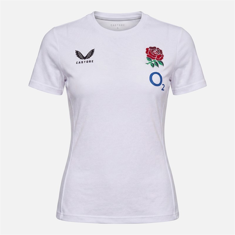 Castore Womens RFU England Rugby Travel T-Shirt Brilliant White