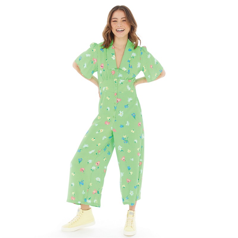 Nobody's Child Womens Daisy Jumpsuit Green