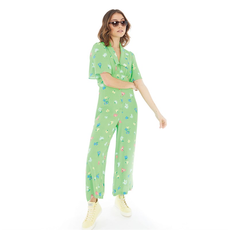 Nobody's Child Womens Daisy Jumpsuit Green