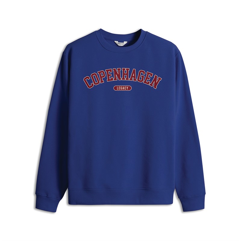 Copenhagen Legacy Crew Print Sweatshirt Kobolt Blå