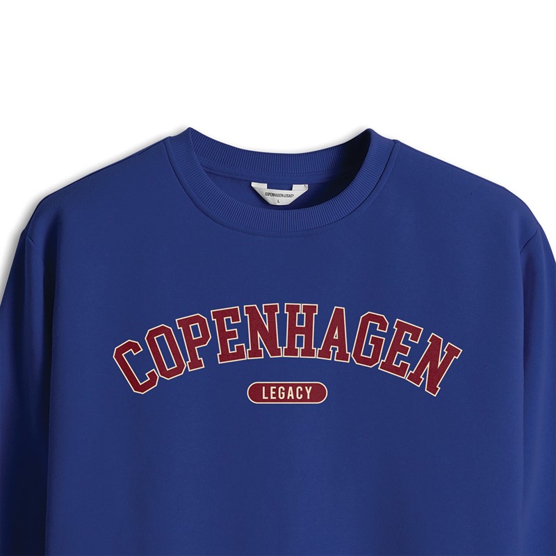 Copenhagen Legacy Crew Print Sweatshirt Kobolt Blå
