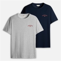 Copenhagen Legacy Heren Set van 2 Bedrukte T-Shirts Grijs / Marineblauw