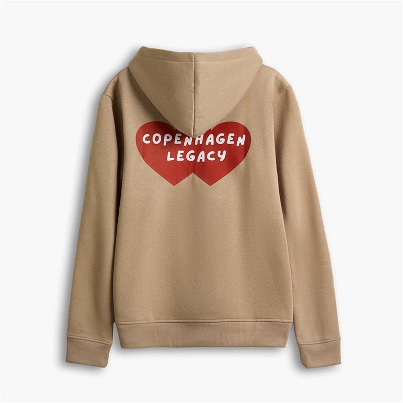 Copenhagen Legacy Bluza z kapturem z nadrukiem w serca dla niego kolor Khaki