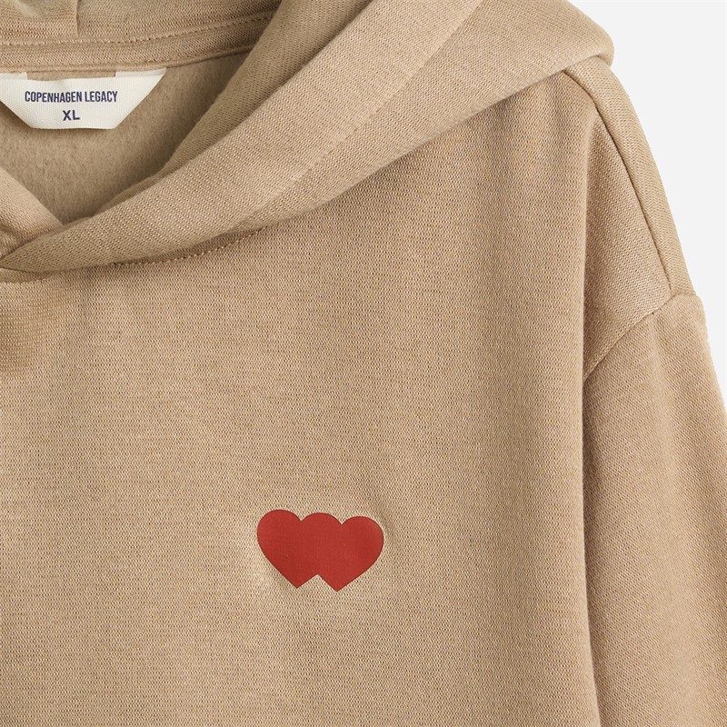 Copenhagen Legacy Bluza z kapturem z nadrukiem w serca dla niego kolor Khaki
