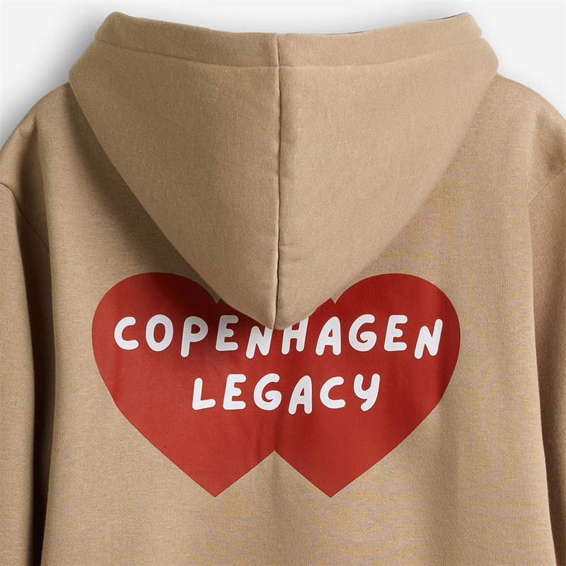 Copenhagen Legacy Bluza z kapturem z nadrukiem w serca dla niego kolor Khaki