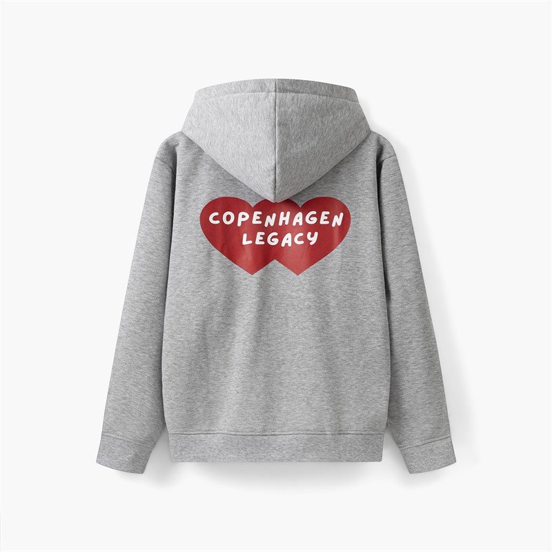 Copenhagen Legacy Bluza z kapturem z nadrukiem w serca dla niego kolor Grey Melange