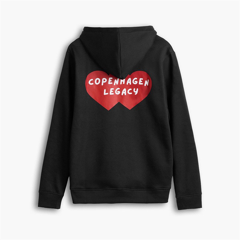 Copenhagen Legacy Bluza z kapturem z nadrukiem w serca dla niego kolor Czarny