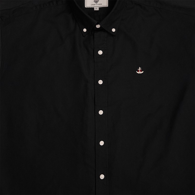 Copenhagen Legacy Herren Oxford Kragen Hemd Schwarz