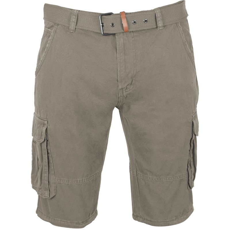 Indicode Herren Inmonroe Cargo Shorts mit Gürtel Greige