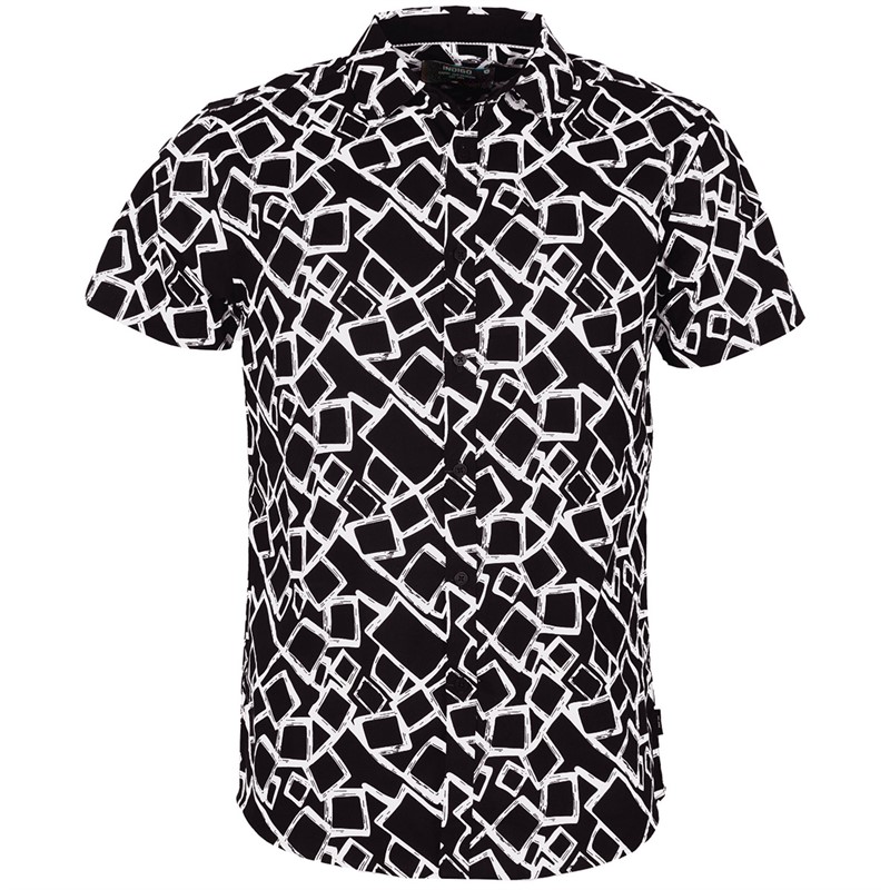 Indicode Heren INBravida Shirt | Korte mouwen overhemd met button-down kraag Fog XXL