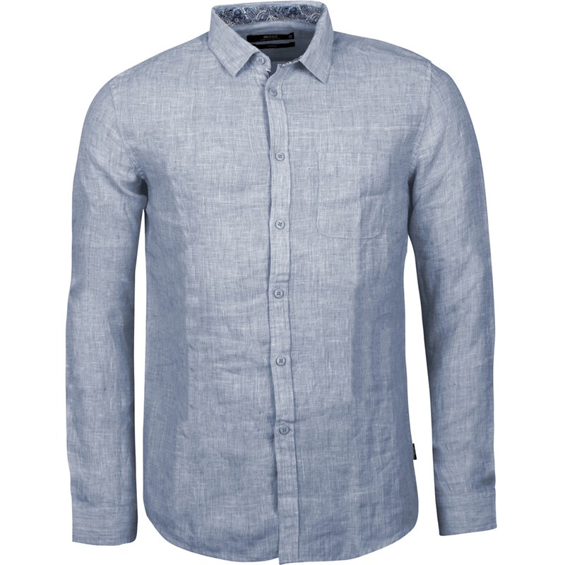 Indicode Mænd Inmirko Langærmet Skjorte Mørk Denim