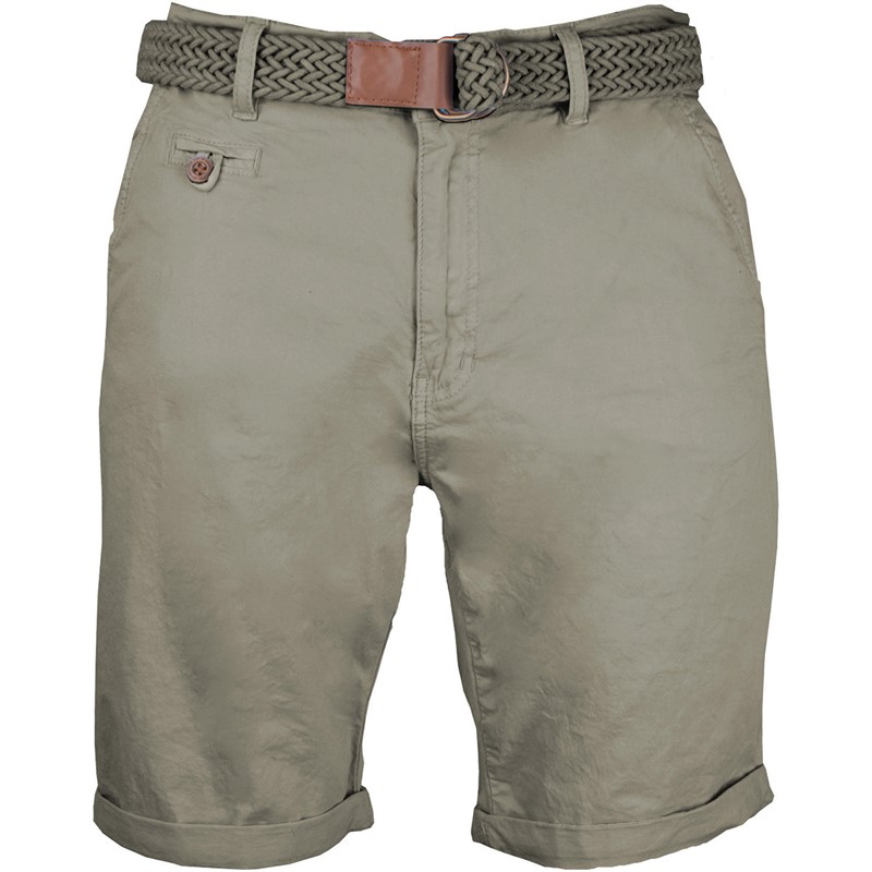 Indicode Herren Inconor Chino Shorts mit Gürtel Greige