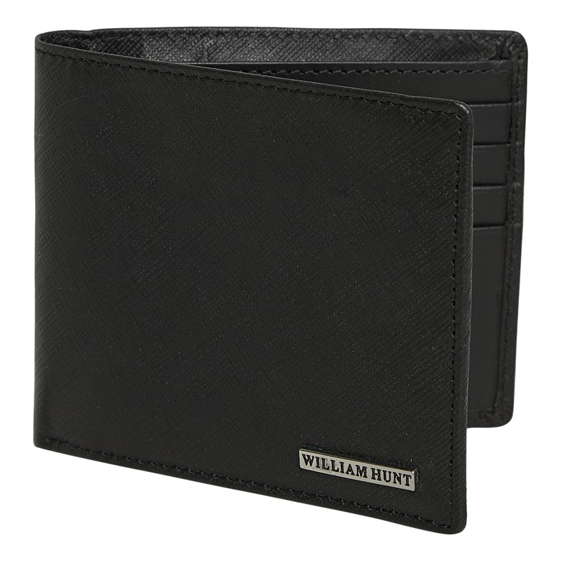 William Hunt Mens Leyson Saffiano Leather Wallet Black