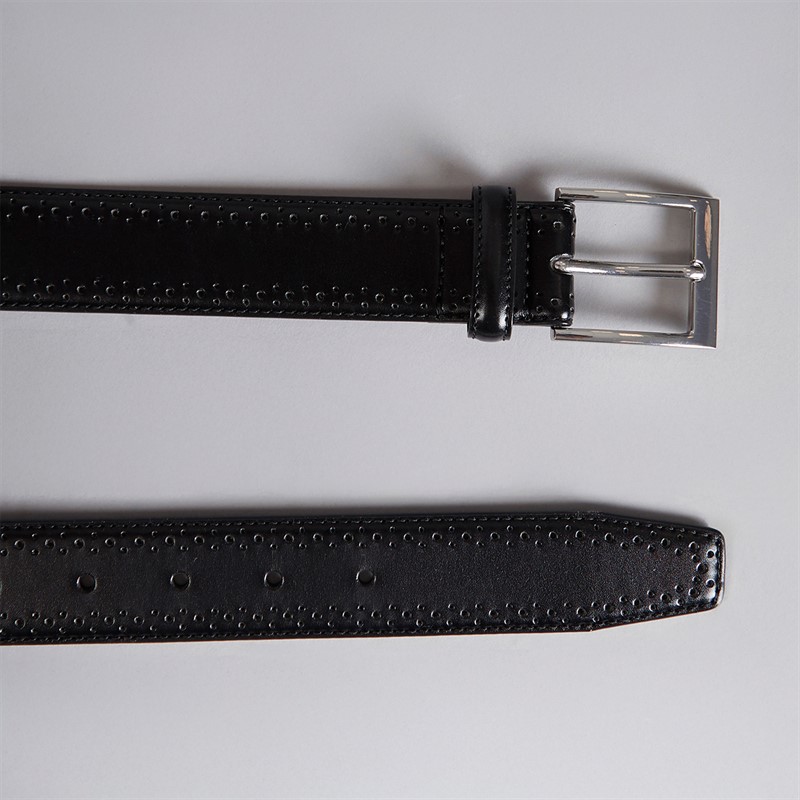 William Hunt Mens Brogue Belt Black