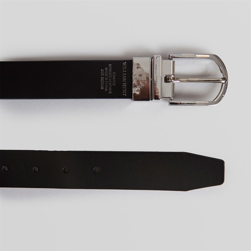 William Hunt Mens Saffiano Reversible Belt Black/Black