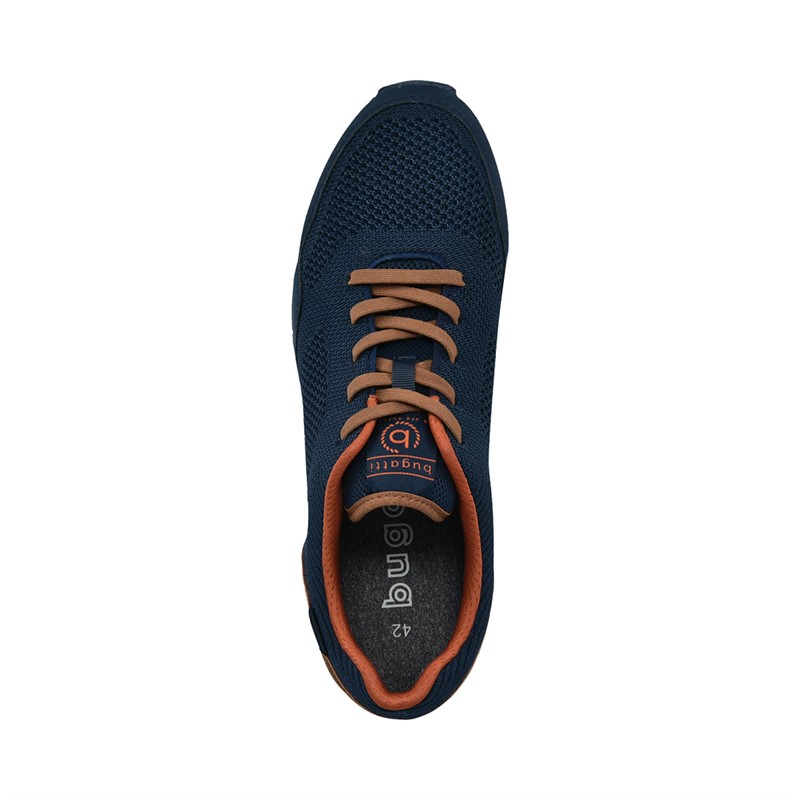 Bugatti Mens Sacramento Textile Knit Trainers Dark Blue