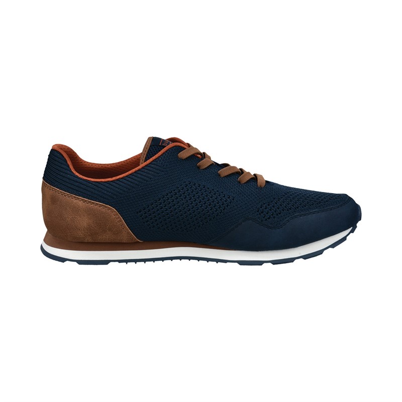Bugatti Mens Sacramento Textile Knit Trainers Dark Blue